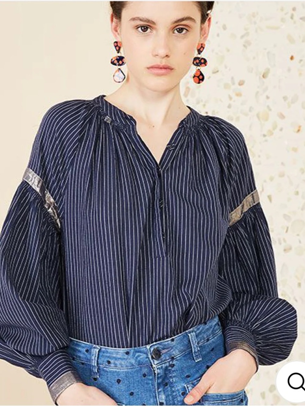Ulla Johnson Kora Shimmer Lace Striped Blouse Medium